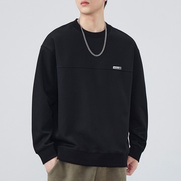 [米蘭精品] T恤長袖上衣-圓領重磅衛衣寬鬆休閒男裝3色74it60