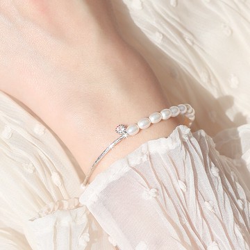 眼觀925純銀水滴淡水珍珠手鏈女溫婉氣質小眾設計簡約百搭手飾品1入