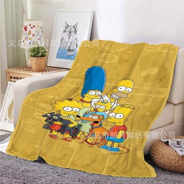 跨境亞馬遜爆款動漫卡通辛普森法蘭絨毛毯舒適柔軟工廠直銷