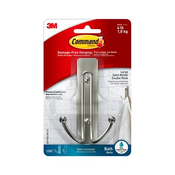 3M無痕金屬防水大型雙鉤1鉤1膠-銀