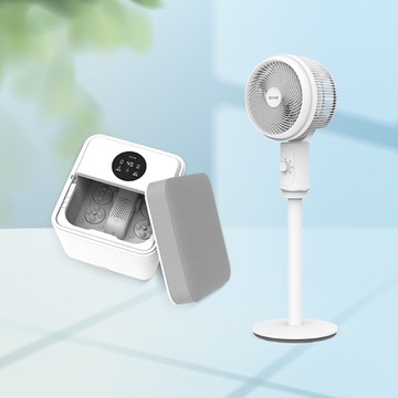 DIKE- 美型自動滾輪電動按摩足浴機+立式循環扇 HBF120WT+HLE300WT【超值組合】