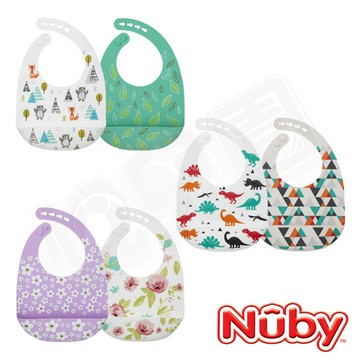 Nuby 矽膠圍兜二入組-3款可選【悅兒園婦幼生活館】