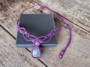 230508 Macrame 拉長石 編織 頸鍊