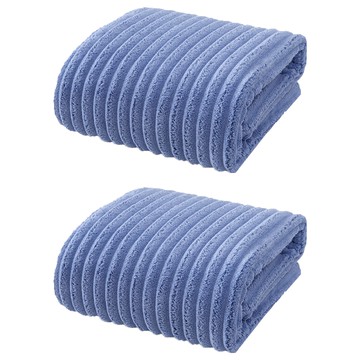 悅棉 加厚加大親膚雲朵浴巾 高密度珊瑚絨  深海藍  2條