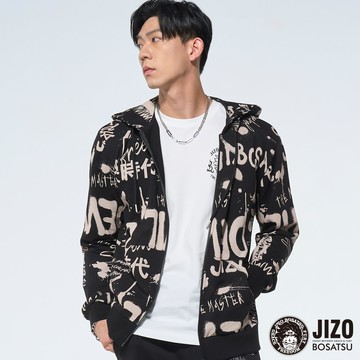 【新年現搶↘外套驚喜價㊙】地藏當街-滿版文字針織小外套(黑) - BLUE WAY  地藏小王