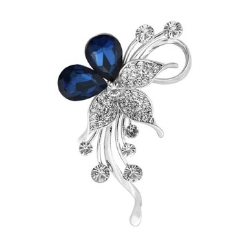 【RJ New York】精緻高檔錦帶花胸針 別針(銀藍色)