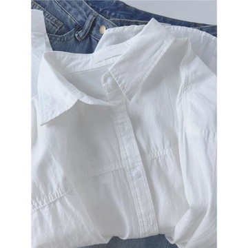 純棉白色襯衫女春秋2026新款內搭春秋長袖襯衣疊穿打底上衣女