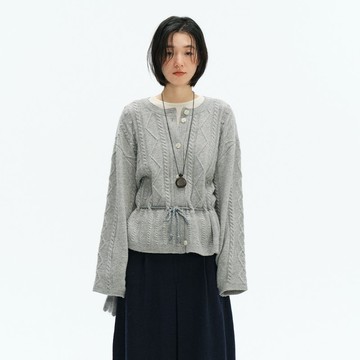 腰繩絞花針織開衫|針織衫|兩色|冬款|Sora-1928