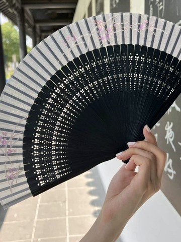 窄邊扇漸變折扇復古風舞蹈扇隨身折扇女式扇竹制絹布扇
