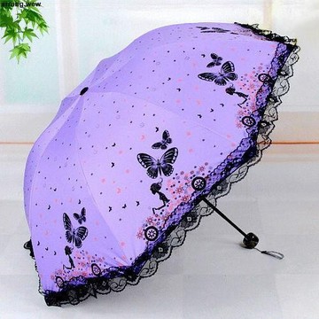 太陽傘 雨傘 蕾絲花邊傘女黑膠防曬太陽傘防紫外線傘晴雨兩用折疊雨傘批發定制