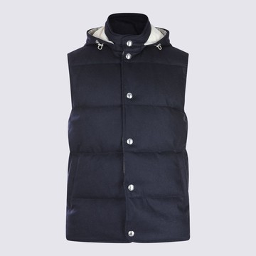 Eleventy Blue Wool Down Jacket