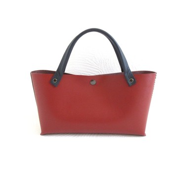 精緻手縫，牛革，矩形，迷你托特包，酒紅棕，0654