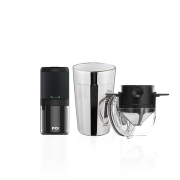 PO: 丹麥棱角杯電動咖啡三件組(棱角保溫杯460ml-共3色/電動磨豆機/咖啡濾網)