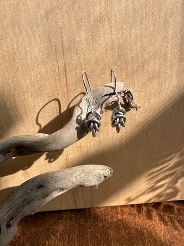 手作銀飾—線圈編織耳環 925純銀飾品 垂耳式純銀耳環 垂墜式耳環