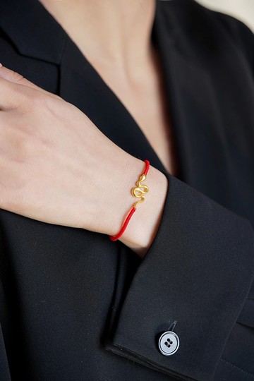 靈蛇金剛結紅繩  未時18k金紅色手鏈本命年紅繩女禮物高級感國風