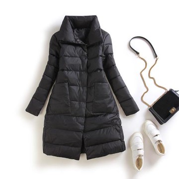 黑色羽絨棉服女中長款2025冬裝新款立領顯瘦保暖工裝棉衣棉襖外套