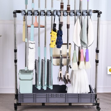 免運     不銹鋼可移動拖把掛架掛鉤落地式放掃把墩布置物架子收納清潔工具