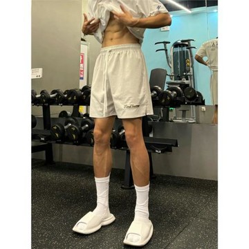 美式健身速干運動網眼短褲男夏季潮流寬松透氣四五分籃球褲男女