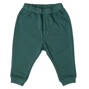 akachan honpo - 10分長經典褲-毛圈內裡 寬鬆合身款-綠色