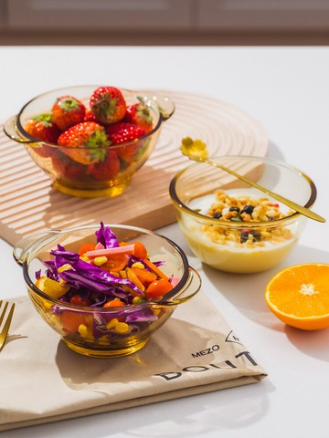 玻璃碗家用飯碗高顏值餐具套裝透明碗大號碗沙拉碗學生宿舍水果碗