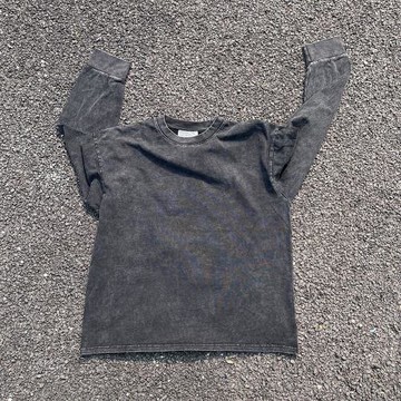 王有病工作室 重磅260G！做舊水洗情侶加大碼長袖T恤打底基礎款