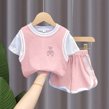 mori🎀mori女童夏季套裝新款兒童裝夏裝寶寶薄款短袖衣服兩件套