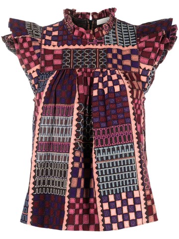 Ulla Johnson - Nanna patchwork pattern top - women - Cotton/Cotton - 6 - Red