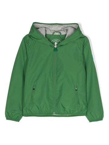 Save The Duck Kids - logo-patch hooded jacket - kids - Recycled Polyester/Recycled Polyester/Cotton - 14 yrs - Green