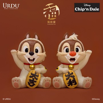 【預購】URDU迪士尼 福部屋幸運系列 招財貓 奇奇蒂蒂雙入組 (16cm)