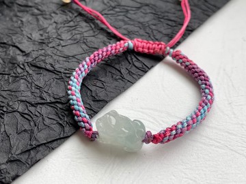 快速出貨 天然緬甸玉翡翠貔貅手鍊 招財 保平安 防小人 開運