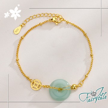 【伊飾童話】招財銅錢＊轉運平安和田玉手鍊/顏色可選