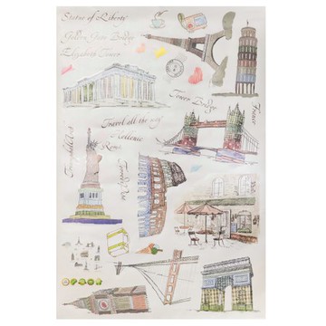 高級無痕環保壁貼 城市地標塗鴉 60x90cm