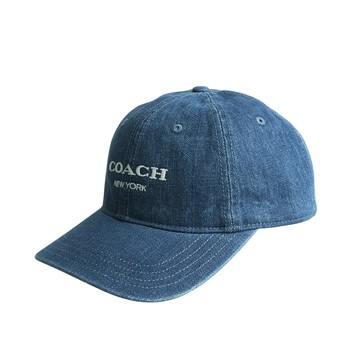 COACH 刺繡標誌棉質棒球帽 XS-S/牛仔藍