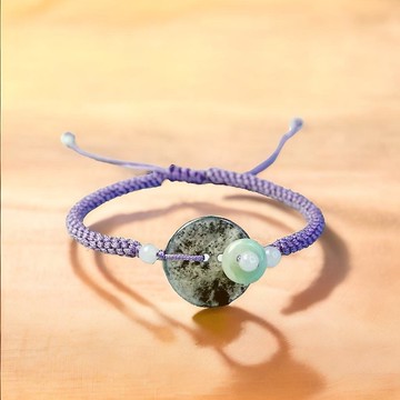 【願‧平安】冰種烏雞平安扣編織手鍊 | 天然緬甸A貨翡翠 | 送禮