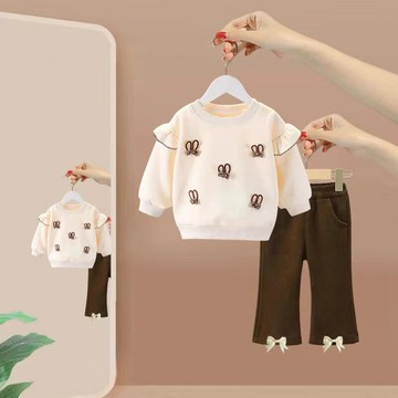 女童早秋裝套裝2024新款兒童網紅衛衣休閑寶寶時髦兩件套女孩長袖(鑫弘-萌寶童裝)可開發票