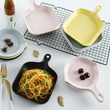 ins北歐家用西餐具甜品盤子 陶瓷焗飯菜盤創意不規則歐式意面早餐