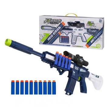 M416兒童安全軟彈步槍(七彩燈光+多種音效+仿狙擊鏡+10發子彈)(89913)【888便利購】