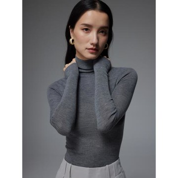 SOUL JUC 親膚舒適美麗諾120S細羊毛 18針無縫一體高領薄款羊毛衫