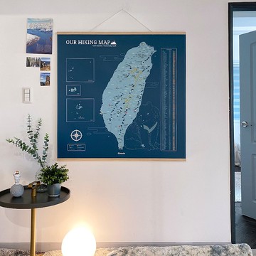 台灣百岳地圖-專屬訂製實木框海報-峰礦藍 (聖誕客製化禮物)