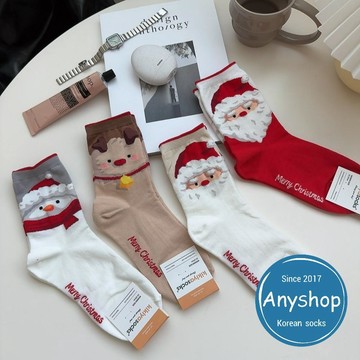 Anyshop韓國襪 聖誕襪 聖誕樹 聖誕老公公 雪人 麋鹿 Christmas 聖誕節襪子 交換禮物 節日23601