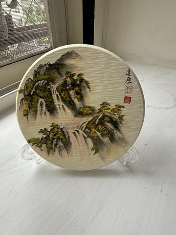 國畫山水硅藻土杯墊 | 附展示腳架