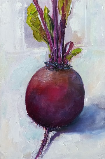 紅甜菜根油畫布 30x20cm 原創藝術廚房牆壁藝術