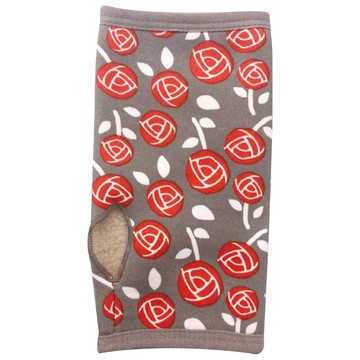 日本丸和 - 雙層機能裏起毛保暖半截手套-玫瑰物語-淺灰