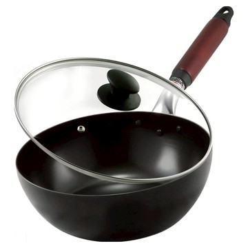 Hokua 北陸 輕量級木柄黑鐵單手鍋 附蓋  20cm  1個