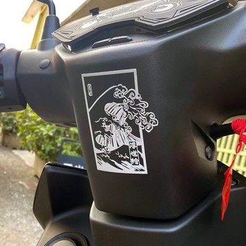 日繪圖卡 武士 藝妓 日式風格 車貼 反光貼紙 夜光貼紙 銀白色