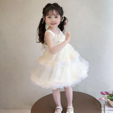 Mini baby🌷女童夏款無袖連衣裙小清新吊帶裙子溫柔系公主風薄款生日禮服
