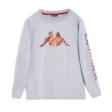 KAPPA義大利小朋友吸濕排汗速乾BEST DRY彩色長袖衫~中灰麻花 大紅