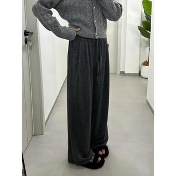 灰色糯米褲女款胖mm大碼松弛感褲子寬松bf慵懶闊腿褲垂墜感休閑褲