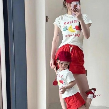 回購王🏆親子裝兒童裝超好看家庭裝母子短袖t恤夏季洋氣可愛純棉上衣CMOG
