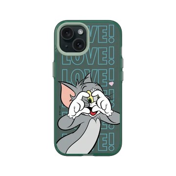 iPhone 15 JellyTint 憂墨綠 - 湯姆貓與傑利鼠 Tom and Jerry - 湯姆貓愛心
